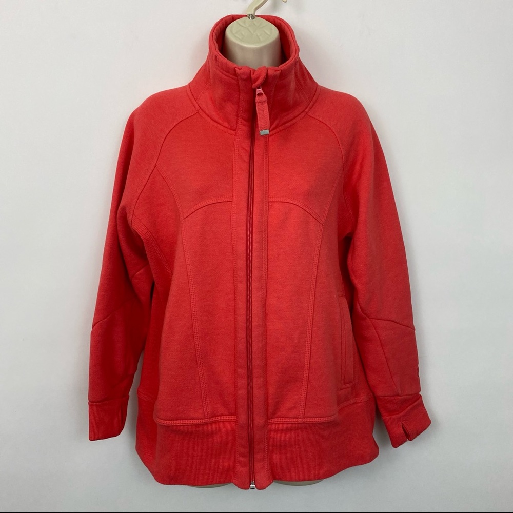 Mondetta Large full zip jacket bright pink sweatshirt thumb holes